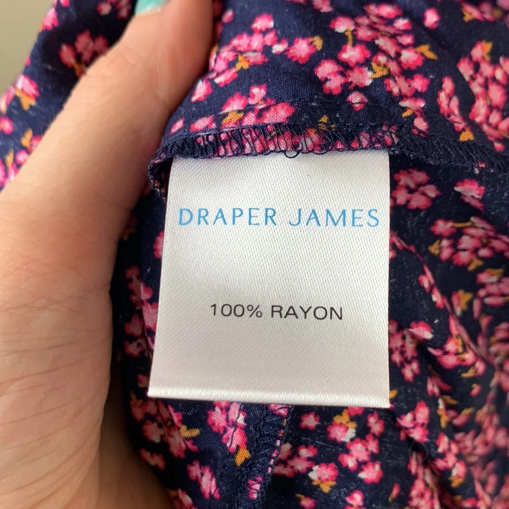 NWOT Draper James Martina Popover Midi Dress Navy Cherry Blossom - Picture 8 of 9